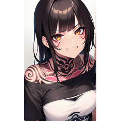 Smug tattoo girl