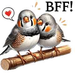 Cute Zebra Finches: Watercolor Stickers