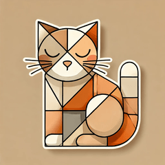 Warm Cubism Cat Stamps