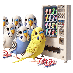 Budgies Queue for Vending Machine Fun  2