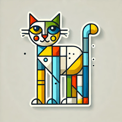 Humorous Cubism Cat Stamps