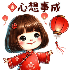 俏皮小妹妹新年祝福