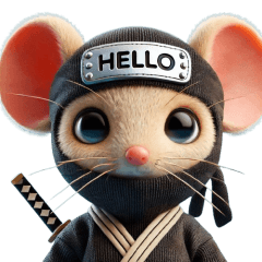 Cute ninja rat sticker 002