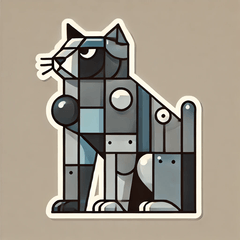 Rigid Cubism Cat Stamps