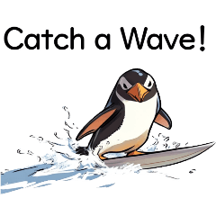 Surfer penguin who may be able to swim