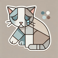 Timid Cubism Cat Stamps