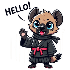 Cute ninja hyena sticker 001