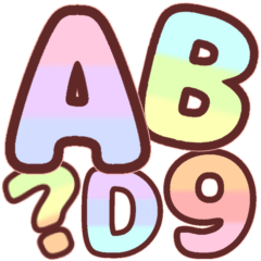 Gradient colored alphabet with text edge