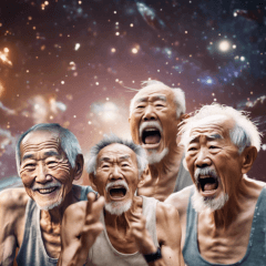 There are many old men in outer space.