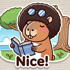 Afro Capybara Stickers2@SFW