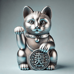 Silver Lucky Cat that Bring Good Fortune