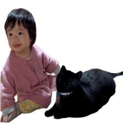 Baby and cat daily life