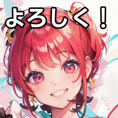 Smiling red-haired girl sticker