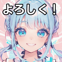 Smiling blue-haired girl sticker