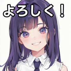 Purple hair girl smile sticker