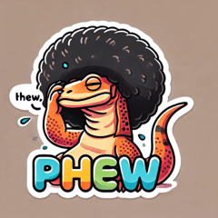 Afro Komodo Dragon Stickers@SFW