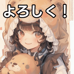 Cute bear costume girl sticker