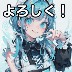 Light blue haired maid girl sticker