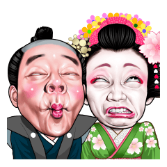 Funny Face Stickers Samurai & Geisha