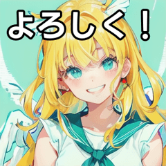 Cute sticker of blonde angel girl