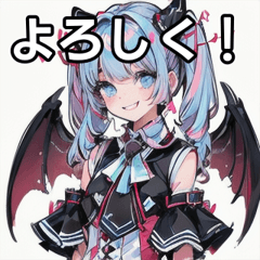 Little devil girl's prank sticker