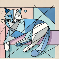 Slow Cubism Cat Stamps