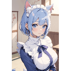 Purple cat-eared maid portrait