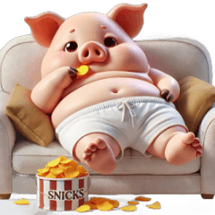 Pink Pig Eating Like a Fat Pig