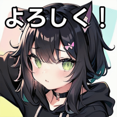 cat ear black hoodie girl