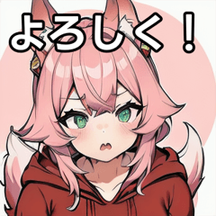 Wolf ears red hoodie girl