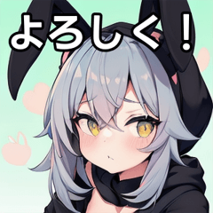 bunny ears black hoodie girl