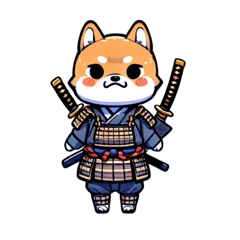 Easy-to-use stamps of Shiba Inu Samurai