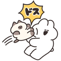 A sticker of cat and rabbit 3