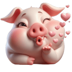 Pink Pig One Kiss for You