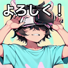 VR boy sticker