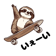 Speedy yet relaxed skateboarding sloth