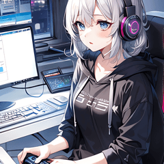 White-haired punk e-sports girl