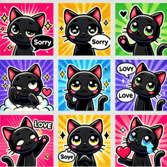 Poppin Black Cat Stickers