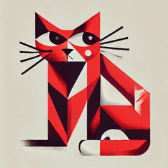 Cubist Red Cat Stamps