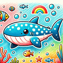 Fluffy Whale Shark's Whimsical Stickers