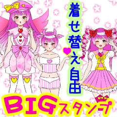 Dress up sticker7-magical girl<Pink>