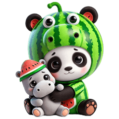 Panda wearing a watermelon costume(n.w.)