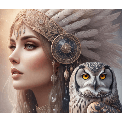 Woman And Her Owl Guardian...