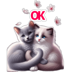 Two moving stamps of kittens