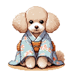 Pixel art new year toy poodle brown re