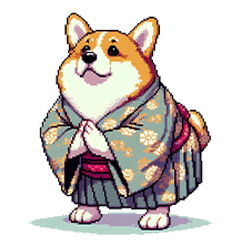 Pixel art new year fat corgi cool re