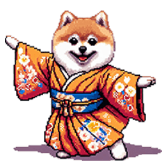 Pixel art new year pomeranian dog re