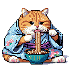 Pixel art new year orange tabby re