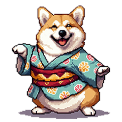 Pixel art new year fat corgi cute re