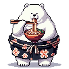 Pixel art new year fat white bear re